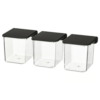 (3 Piece) IKEA SKÅDIS Container with lid, transparent/black