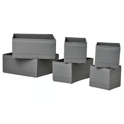 IKEA SKUBB Box, set of 6, dark gray