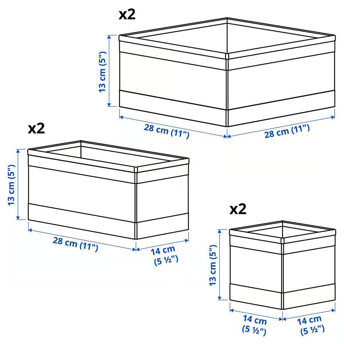 IKEA SKUBB Box, set of 6, dark gray