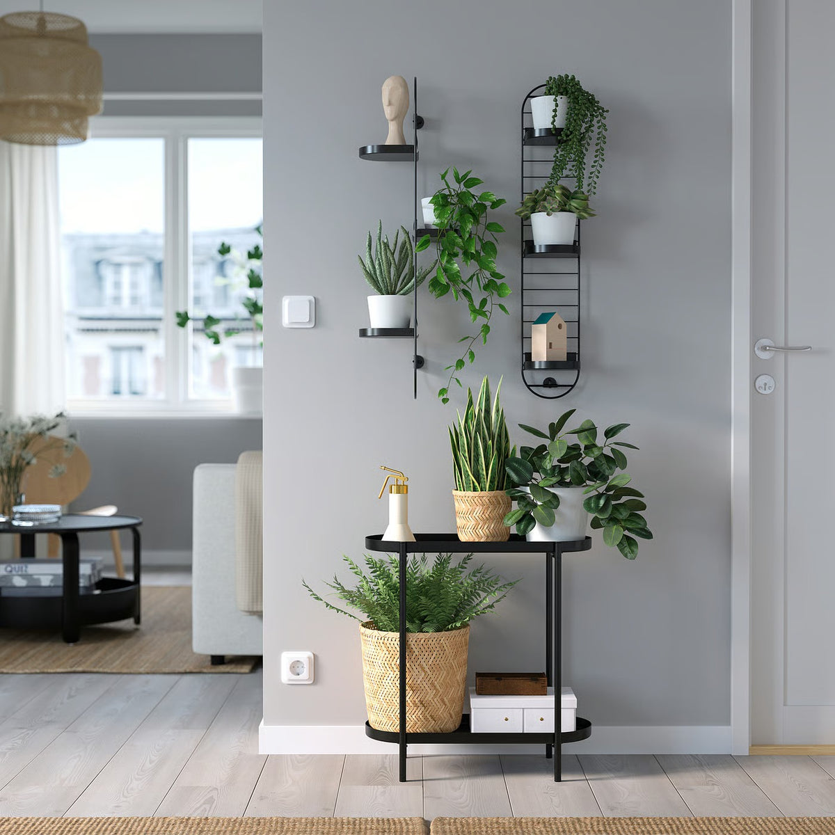 IKEA SKUGGRÖNA Wall mounted plant stand, black, 78 cm (30 ¾ ")