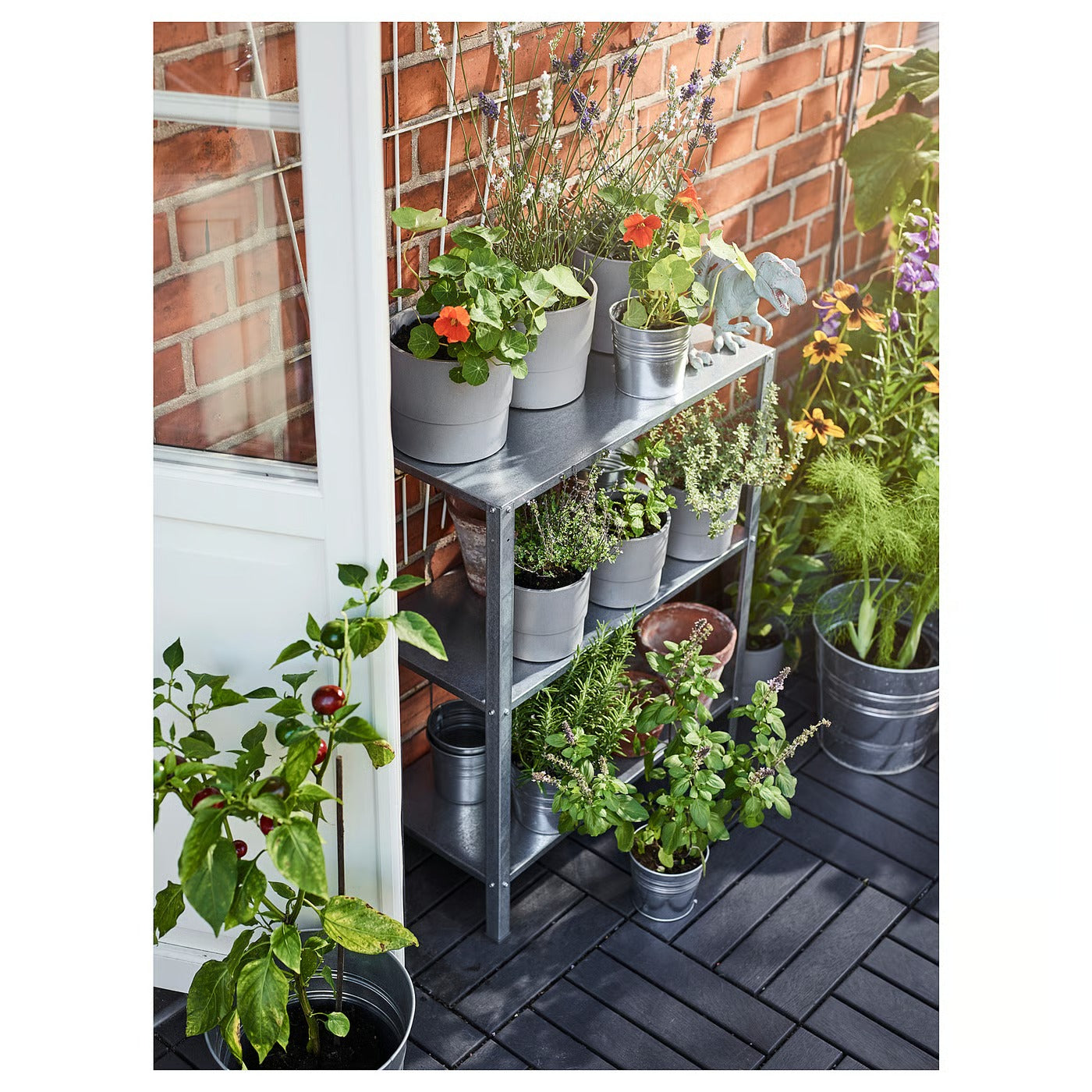 IKEA 3-Tier Steel Shelf Unit, Indoor & Outdoor Storage Rack, 60 × 27 × 74 cm,