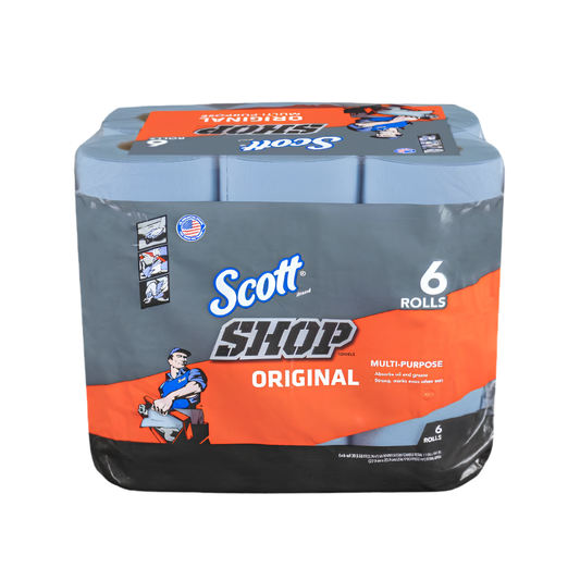 Scott Kimberly-Clark Blue Shop Towels on a Roll, 6 Pack (330 Sheets per Roll)