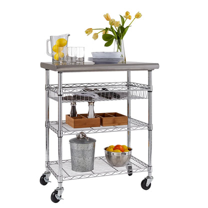 Seville Classics Stainless-Steel Kitchen Cart