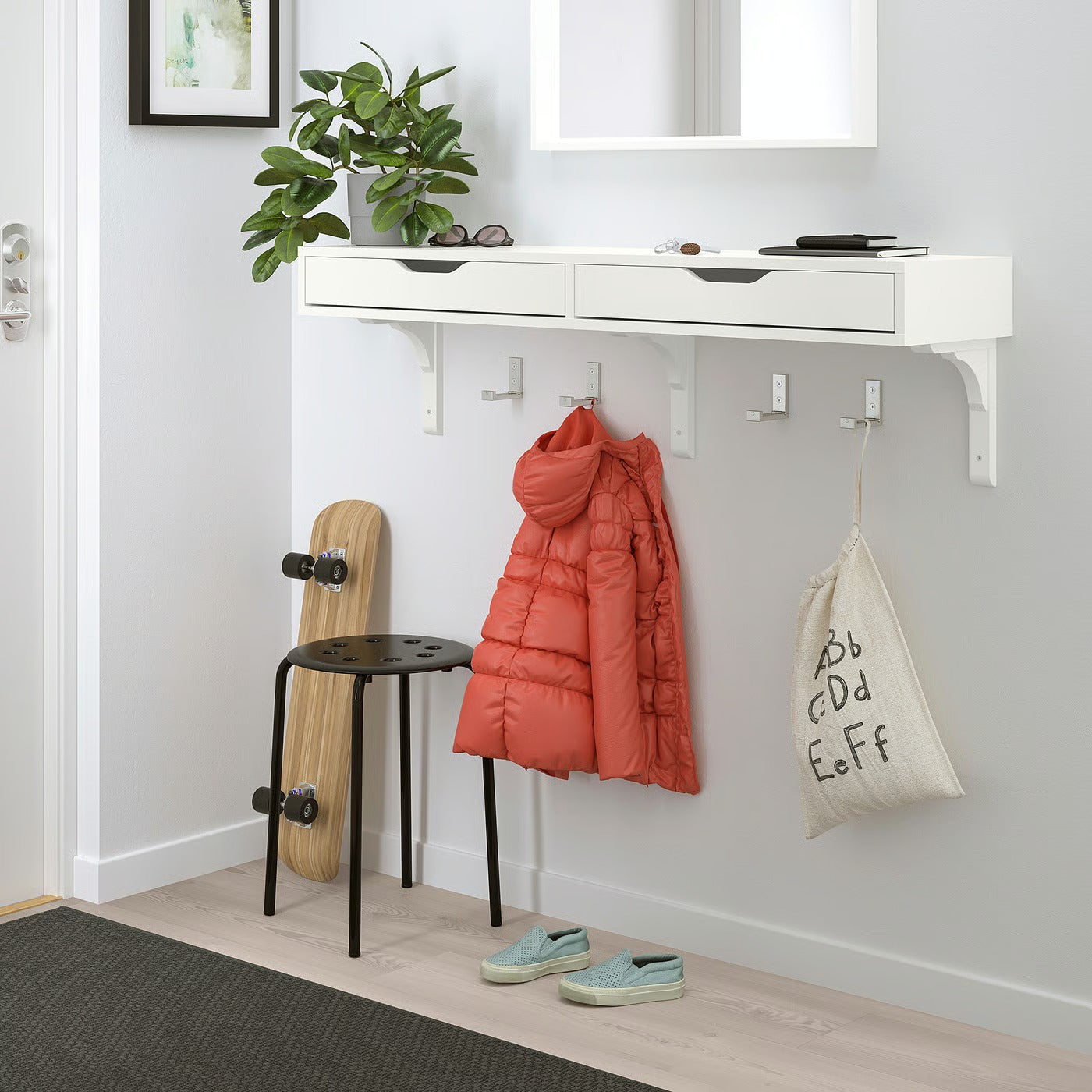 IKEA EKBY ALEX Shelf with drawers, white, 119x29 cm (46 7/8x11 3/8 ")