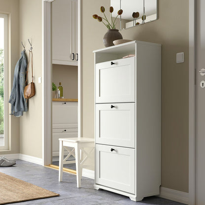 IKEA BRUSALI Shoe cabinet with 3 compartments, white, 61x30x130 cm (24x11 3/4x51 1/8 ")
