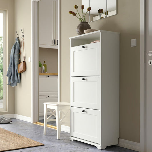 IKEA BRUSALI Shoe cabinet with 3 compartments, white, 61x30x130 cm (24x11 3/4x51 1/8 ")