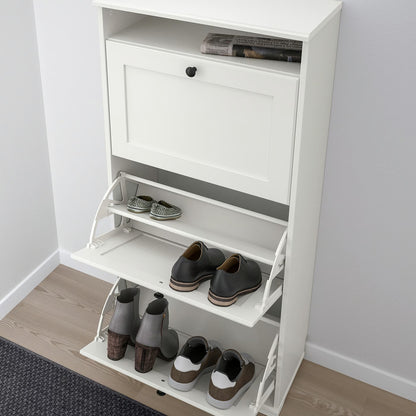 IKEA BRUSALI Shoe cabinet with 3 compartments, white, 61x30x130 cm (24x11 3/4x51 1/8 ")