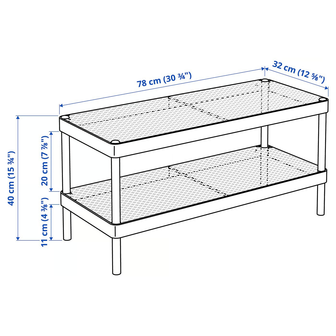 IKEA MACKAPÄR Shoe rack, white, 78x32x40 cm (30 3/4x12 5/8x15 3/4 ")