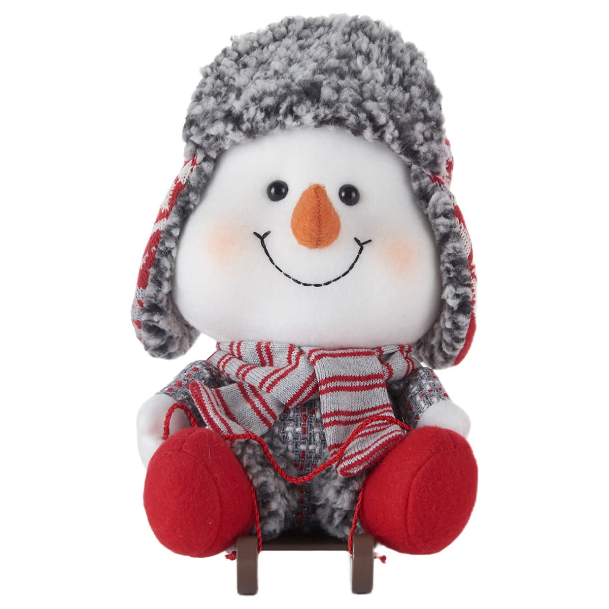 (3-Piece) Plush Snowman Christmas Figurine Set – Skiing, Sleigh & Skating Holiday Decorations