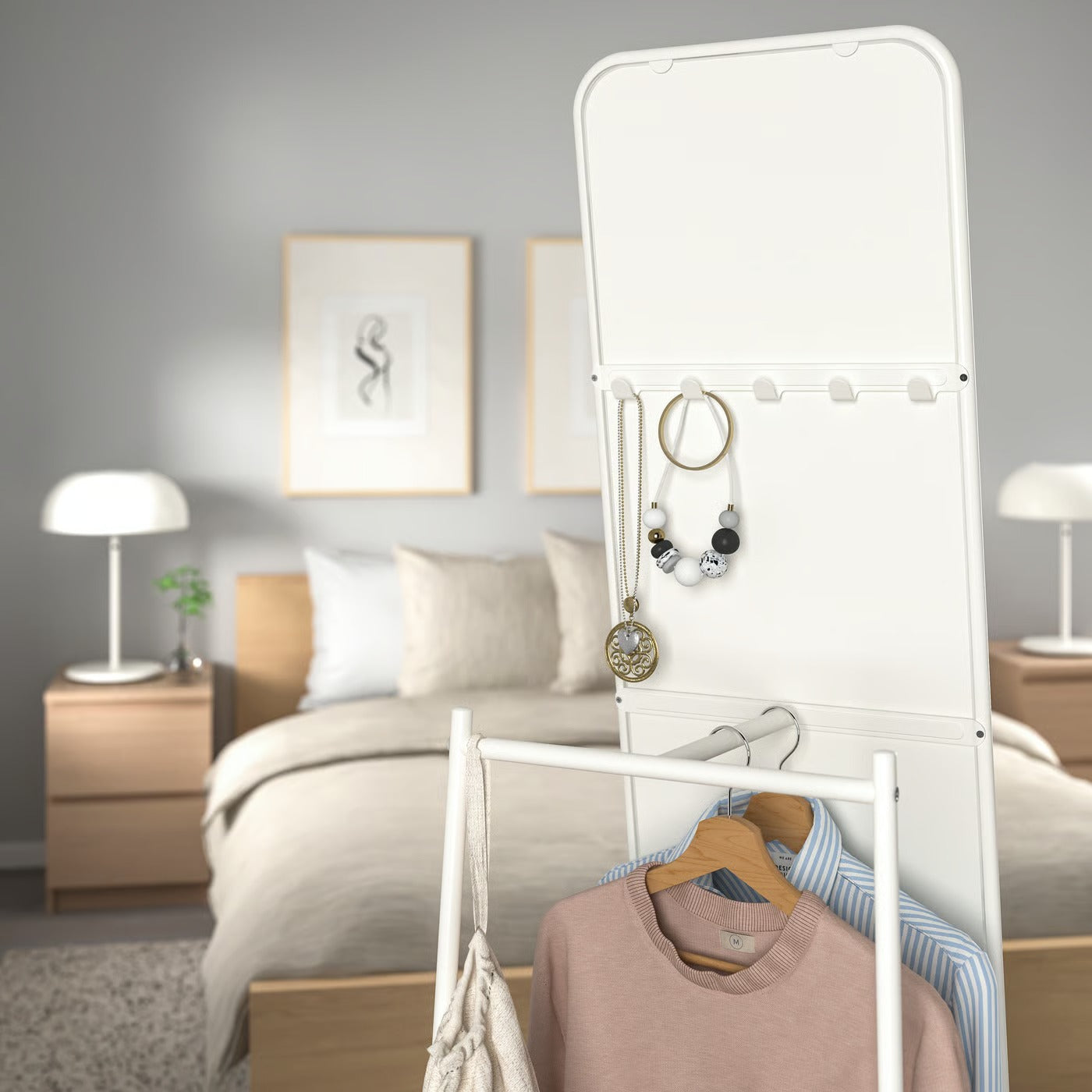 IKEA KNAPPER Standing mirror, white, 48x160 cm (18 7/8x63 ")