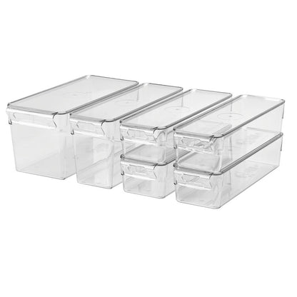(6 Piece) IKEA KLIPPKAKTUS Storage box for fridge set of 6, transparent