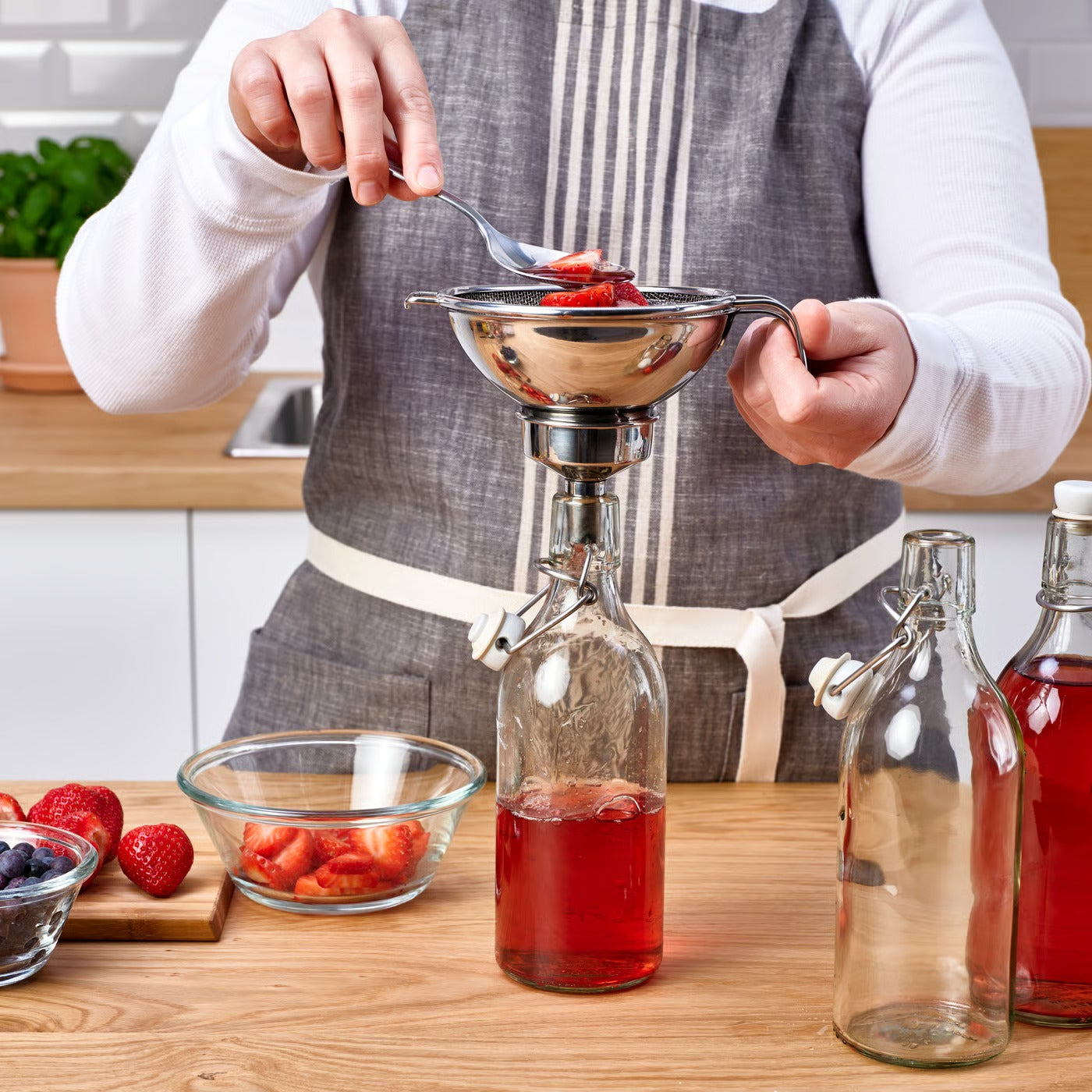 IKEA KORKEN Strainer/funnel set of 3, stainless steel
