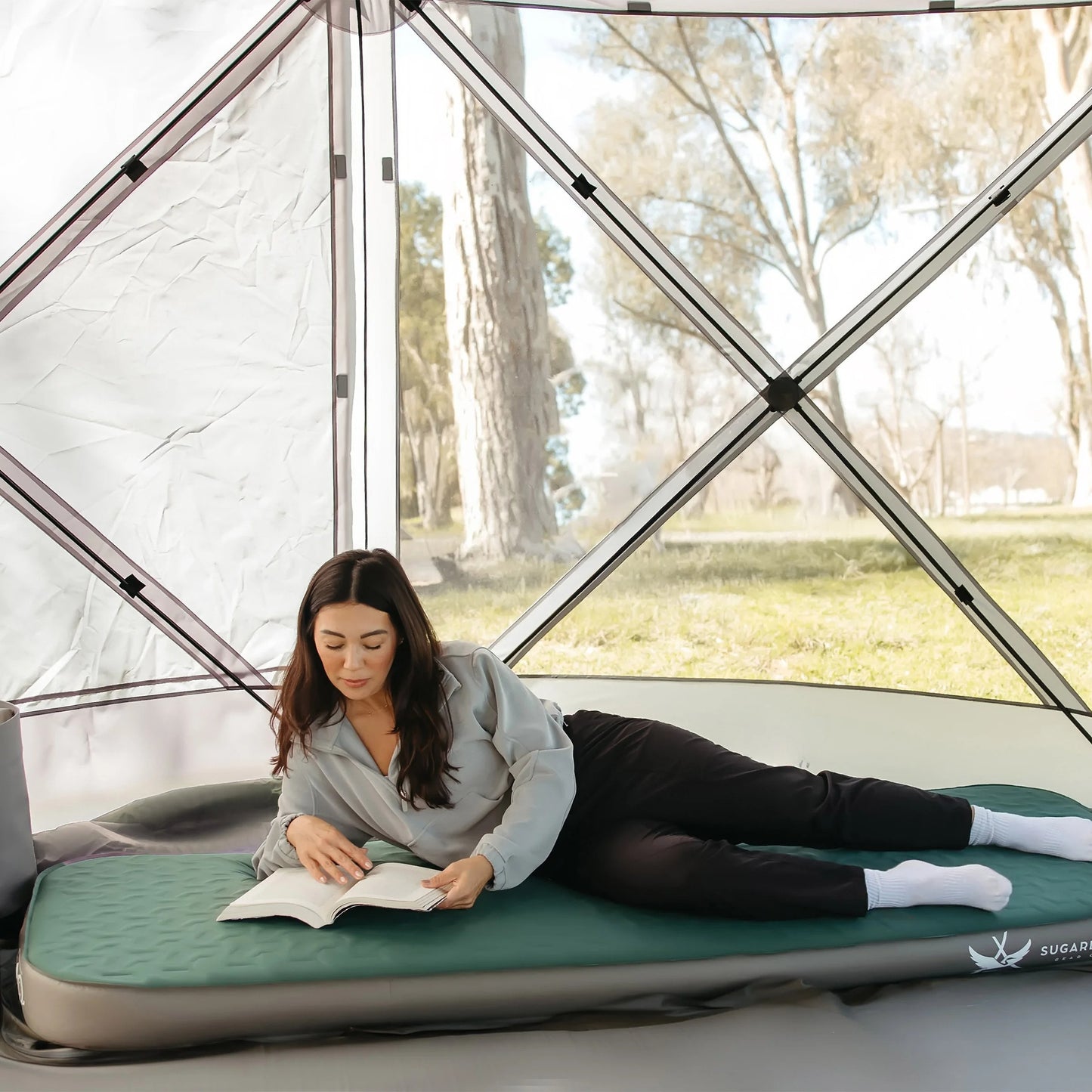 SugarLake Gear Co. 3D Self-Inflating Sleeping Pad – 4” Thick, 4-Season Camping Mattress with Carry Bag