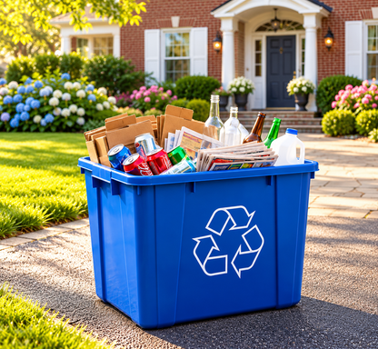 16 Gallon (60.5L) Recycle Bin, 15.5 x 15.5 x 19 Inches, Blue Recycling, 1-Pack