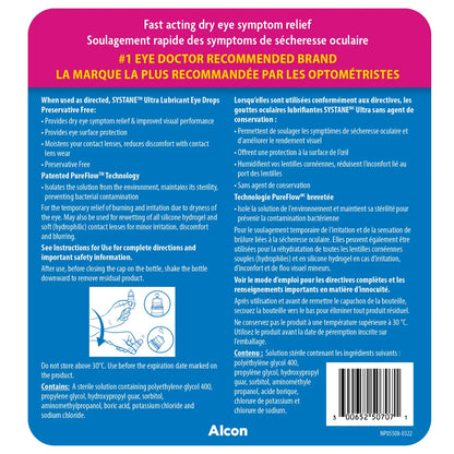 Systane Ultra Lubricant Eye Drops, Preservative Free, 3 x 10 mL Bottles