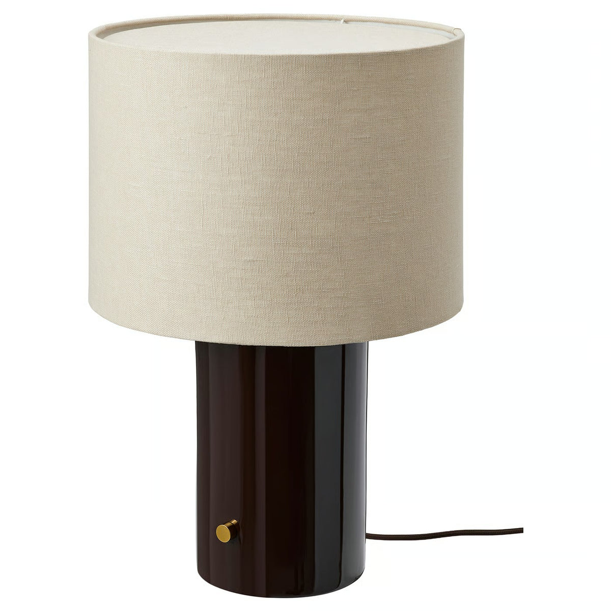 IKEA HALGATT Dimmable Ceramic Table Lamp with Linen Shade, Beige/Brown, 49 cm