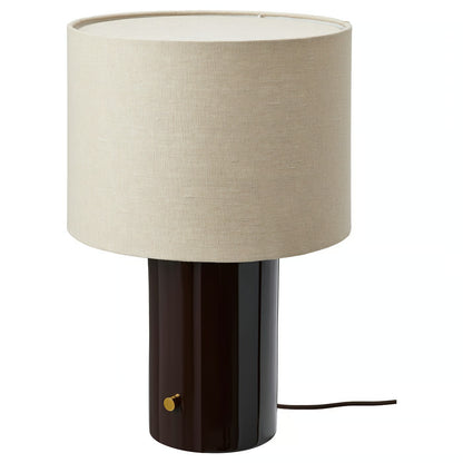 IKEA HALGATT Dimmable Ceramic Table Lamp with Linen Shade, Beige/Brown, 49 cm