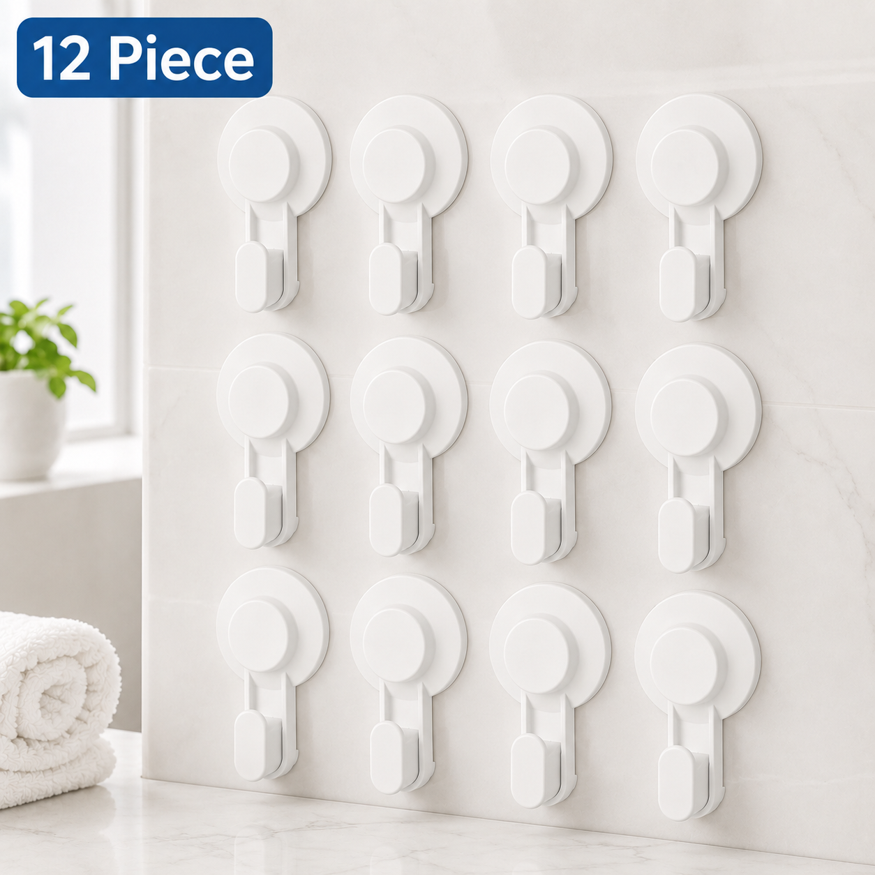 (12 Piece) IKEA TISKEN Hook with suction cup, white