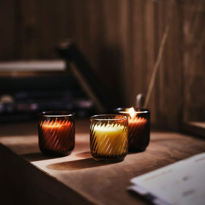 IKEA TÖRNFÅGEL Scented candle in glass, Vanilla mixed colors, 20 hr
