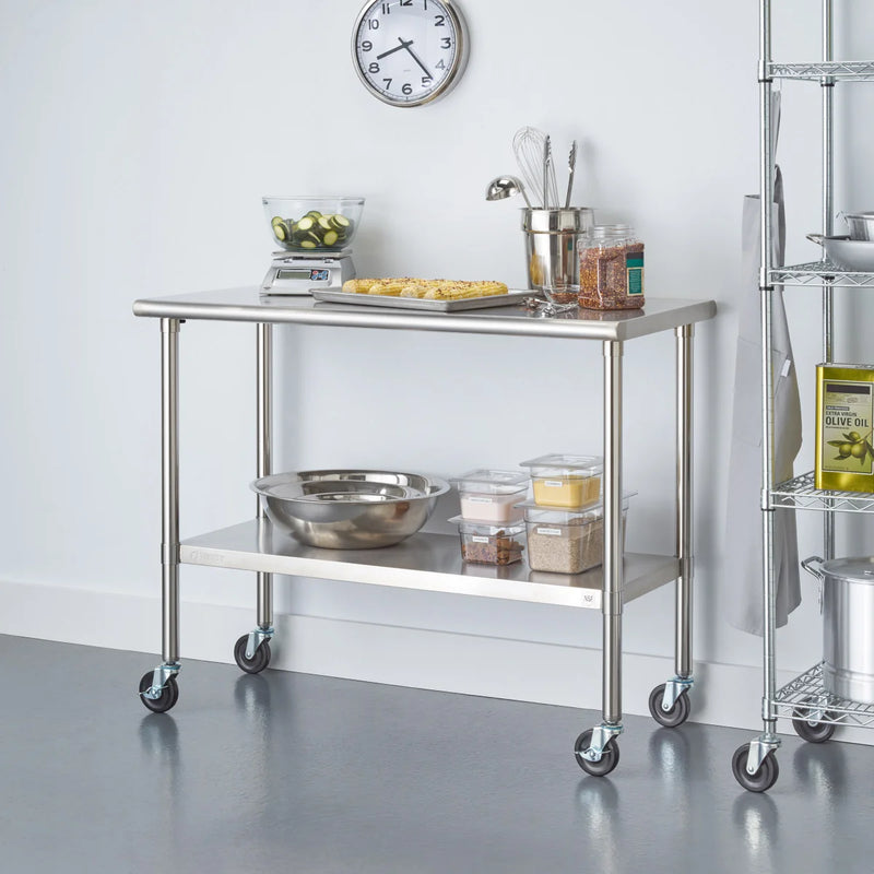 TRINITY EcoStorage NSF Stainless Steel Prep Table with Wheels