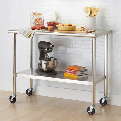 TRINITY EcoStorage NSF Stainless Steel Prep Table with Wheels