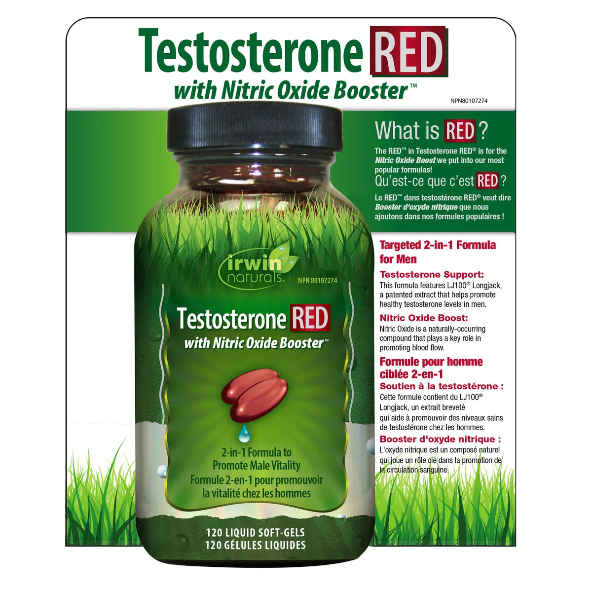 Testosterone RED with Nitric Oxide Booster 120 Soft Gels