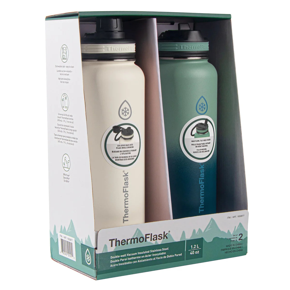 Thermoflask 1.2 L (40 oz.) Stainless Steel Bottle, 2-pack