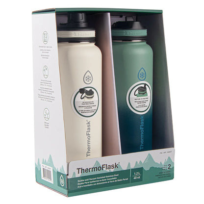 Thermoflask 1.2 L (40 oz.) Stainless Steel Bottle, 2-pack