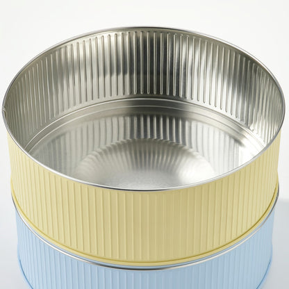 IKEA BETTHAJ Tin with lid, for cookies/pale yellow pale blue, 2.5 l (2.6 qt)