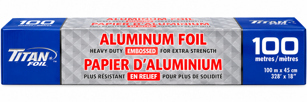 Titan Heavy Duty Aluminum Foil, 18 in × 328 ft (45 cm × 100 m), 1 Roll