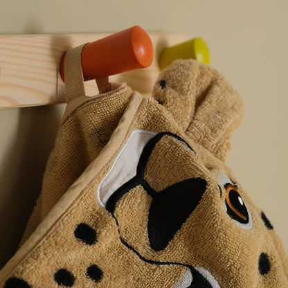 IKEA SANDLÖPARE Towel with hood, light brown/cheetah pattern, 70x140 cm (27 1/2x55 1/8 ")