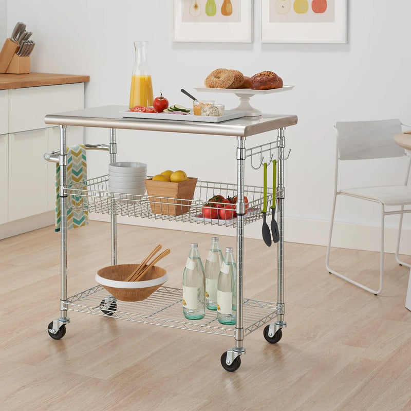 Trinity Stainless Steel Kitchen Cart 86.4cm (34in)