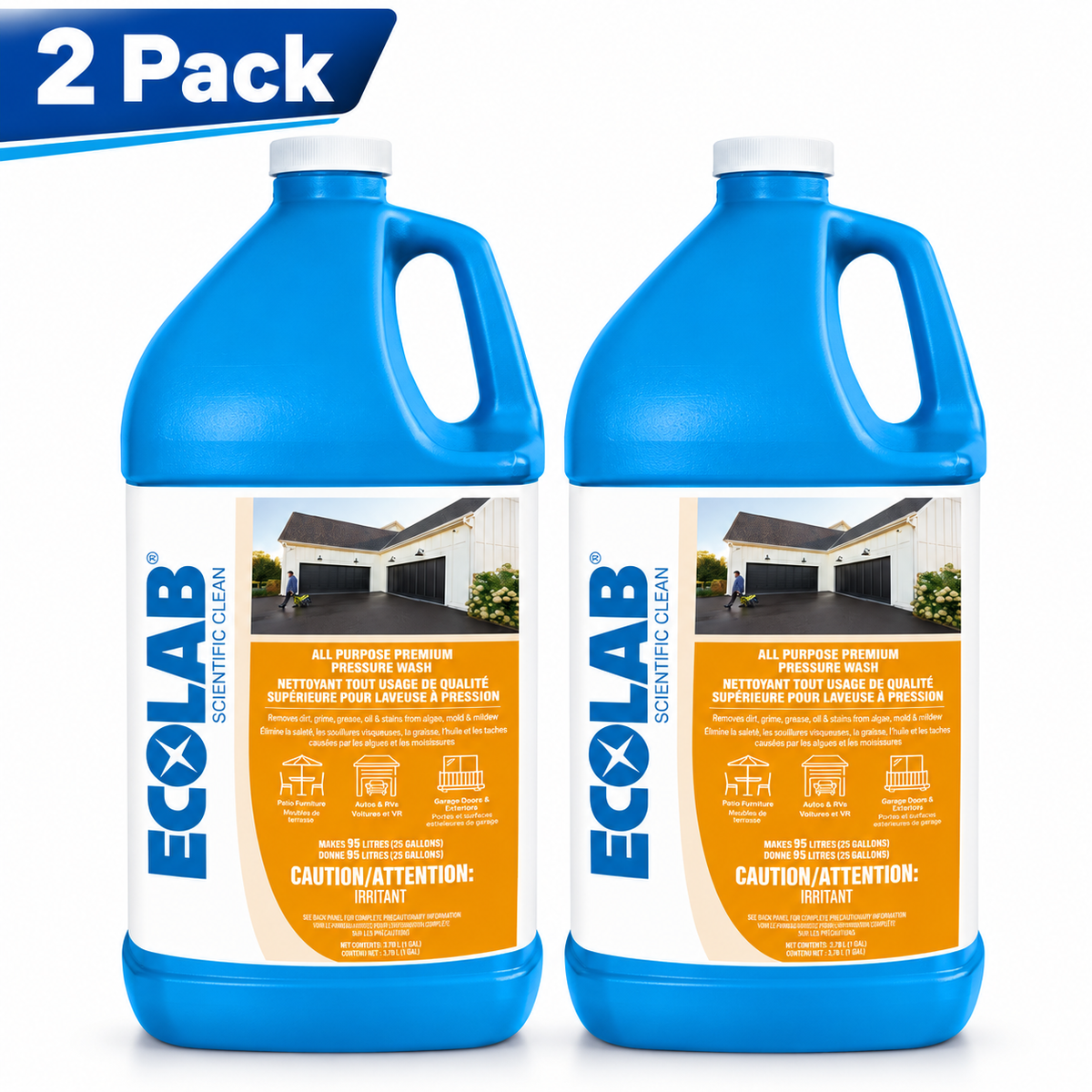 (2 Pack) ECOLAB All Purpose Premium Pressure Wash Concentrate, 3.8 L