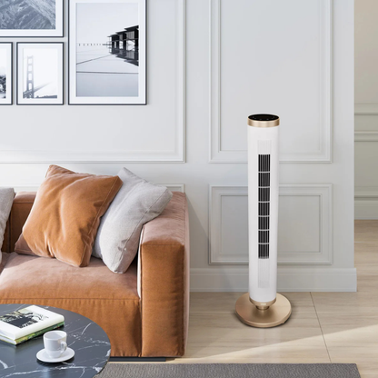 Seville Classics UltraSlim 37.8” Tower Fan with Remote Control & Adjustable LED Base Light