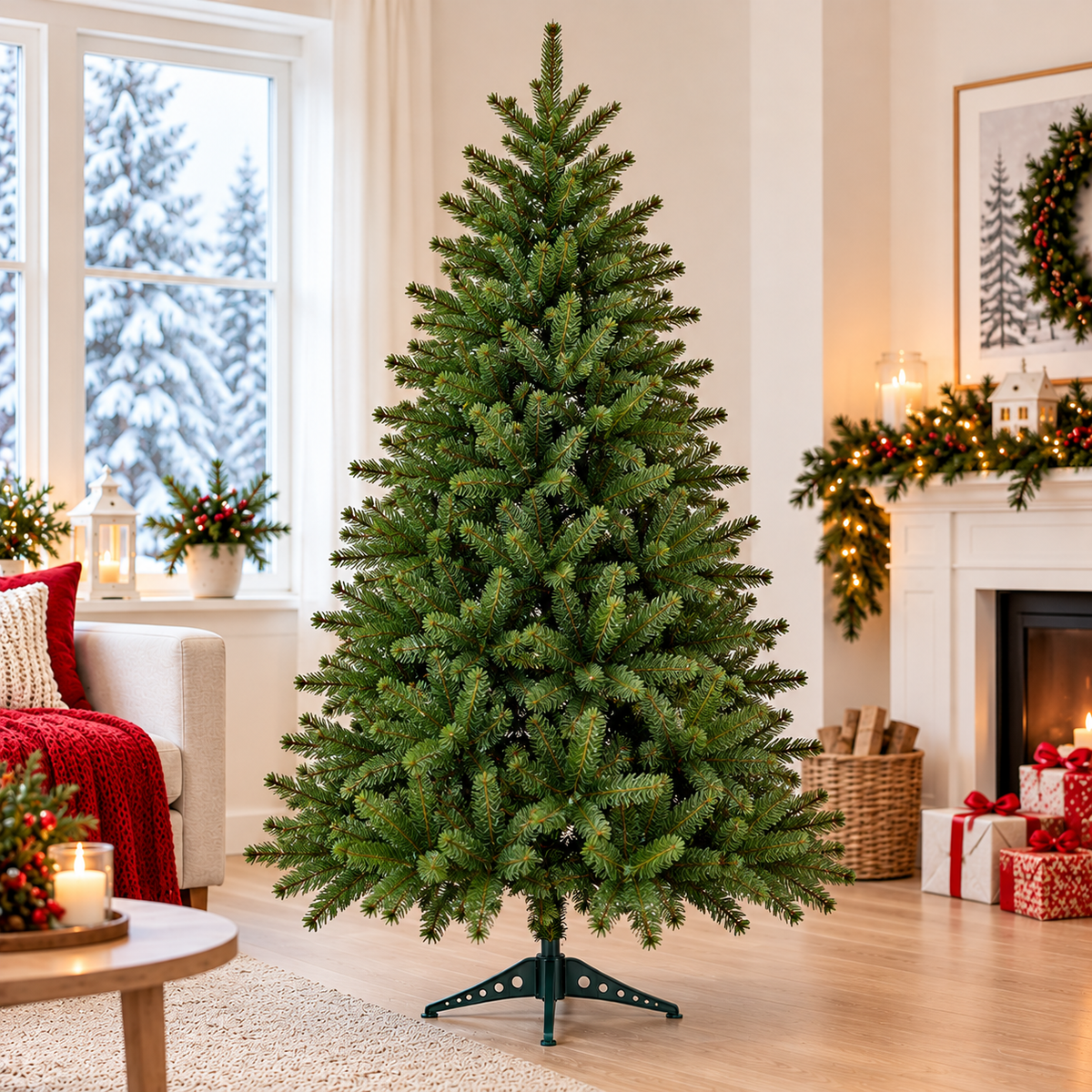 IKEA VINTERFINT Artificial Christmas Tree, 180 cm (71 Inch), Green Full-Size Faux Evergreen Xmas Tree with Stand, Indoor Outdoor Reusable Holiday Decoration for Living Room & Home