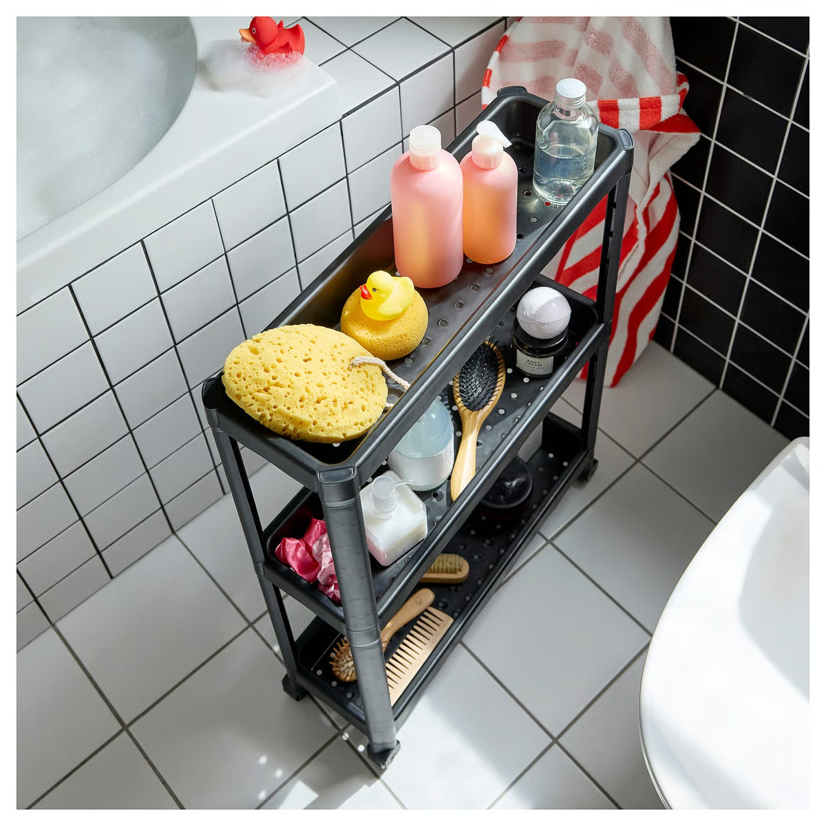 IKEA VESKEN Cart, black, 54x18x71 cm (21 1/4x7 1/8x28 ")