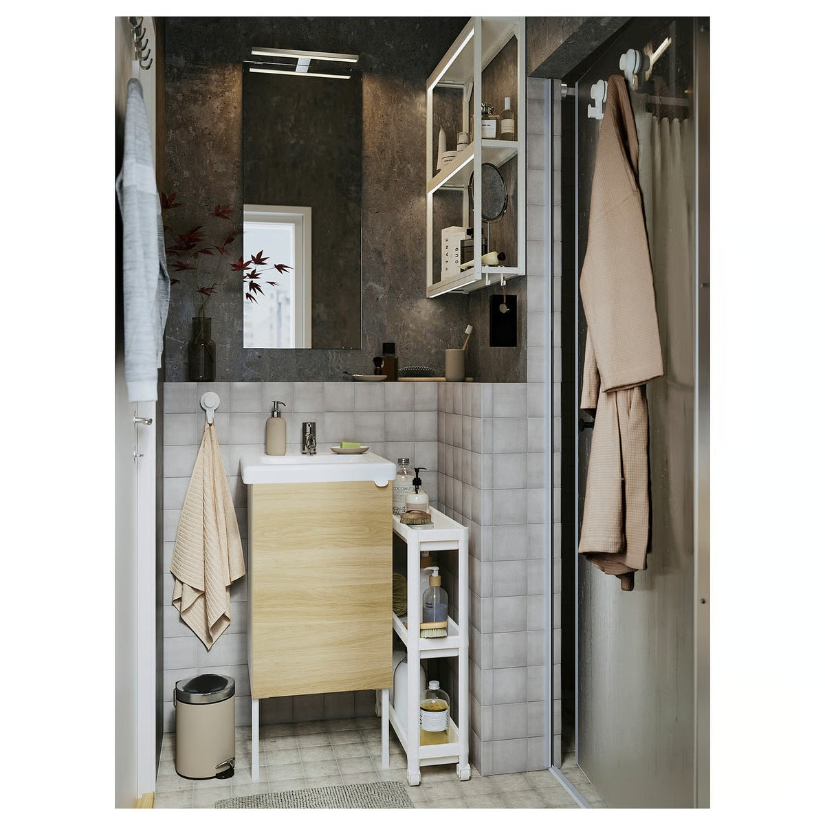 IKEA VESKEN Cart, white, 54x18x71 cm (21 1/4x7 1/8x28 ")