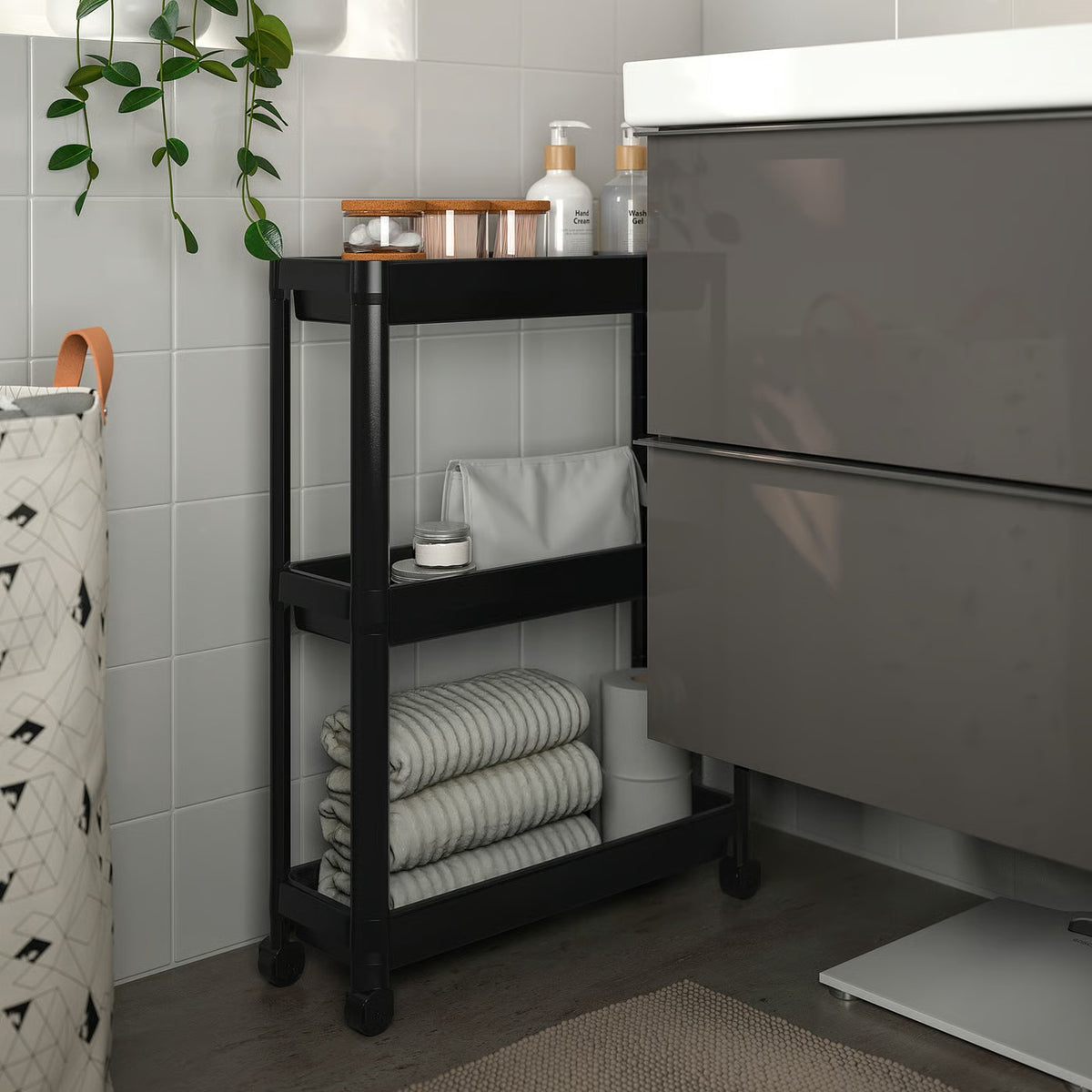 IKEA VESKEN Cart, black, 54x18x71 cm (21 1/4x7 1/8x28 ")