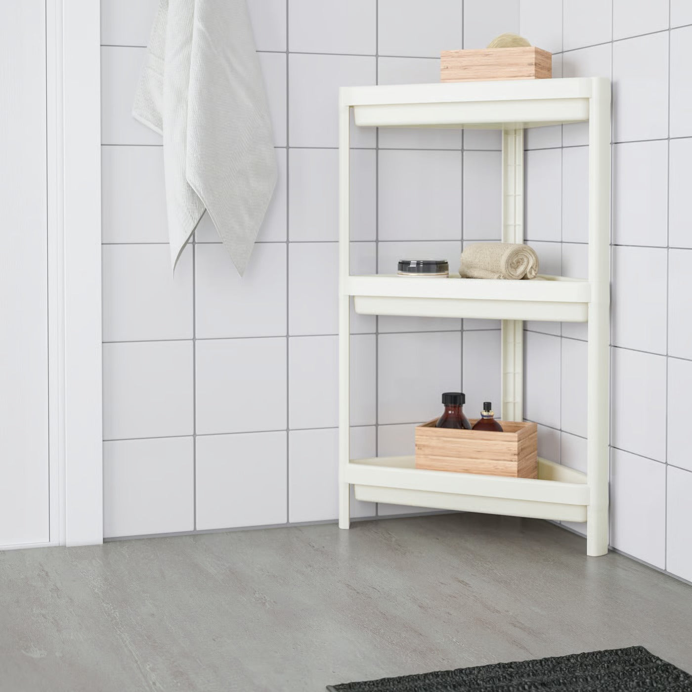 IKEA VESKEN Corner Shelf Unit – White