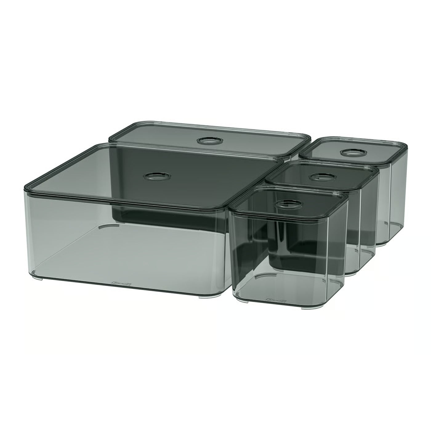 IKEA VISSLAÅN Box with lid, set of 5, gray