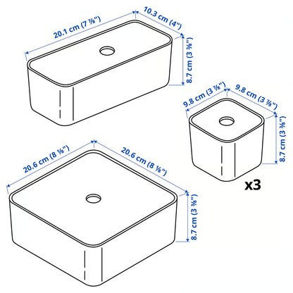 IKEA VISSLAÅN Box with lid, set of 5, gray