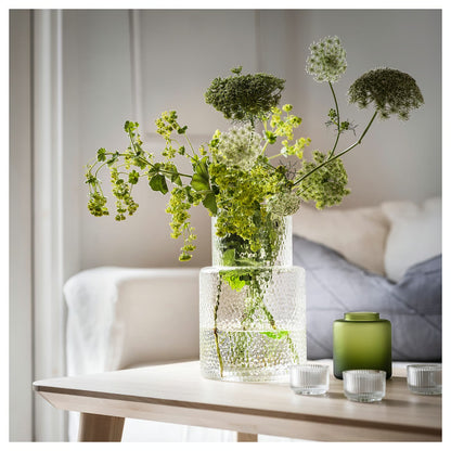 IKEA KONSTFULL Vase, clear glass/patterned, 26 cm (10 ¼ ")