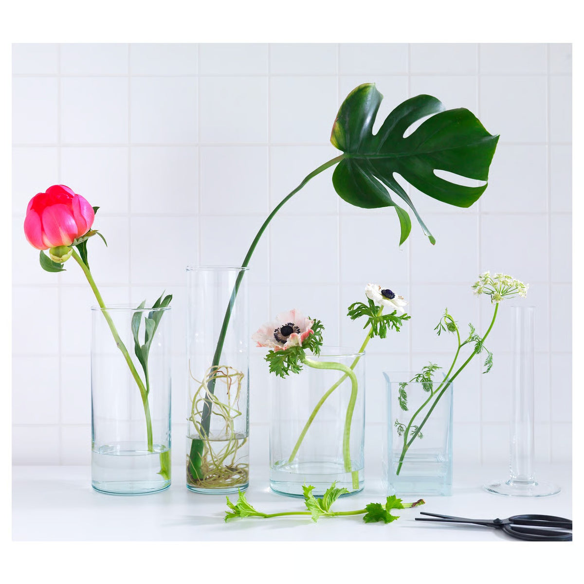IKEA CYLINDER Vase, set of 3, clear glass