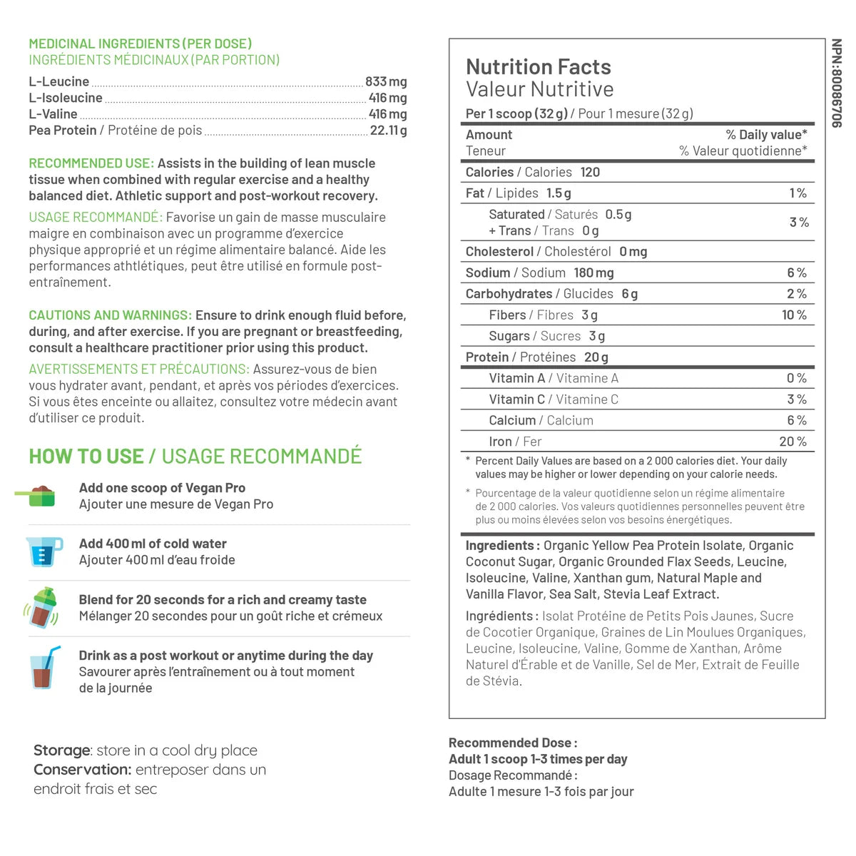 Vegan Pro Plant-Based Protein Powder, 2 x 908 g