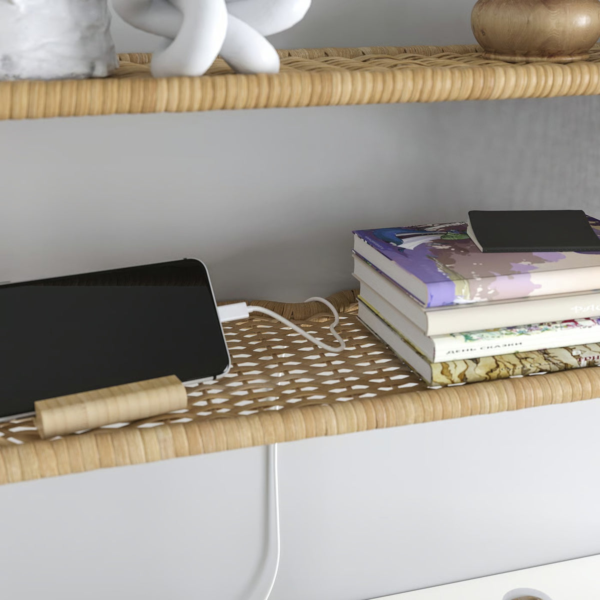 IKEA FRYKSÅS Wall shelf, rattan, 60x20 cm (23 5/8x7 7/8 ")