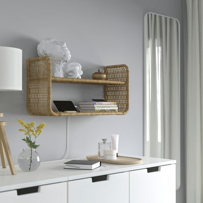 IKEA FRYKSÅS Wall shelf, rattan, 60x20 cm (23 5/8x7 7/8 ")