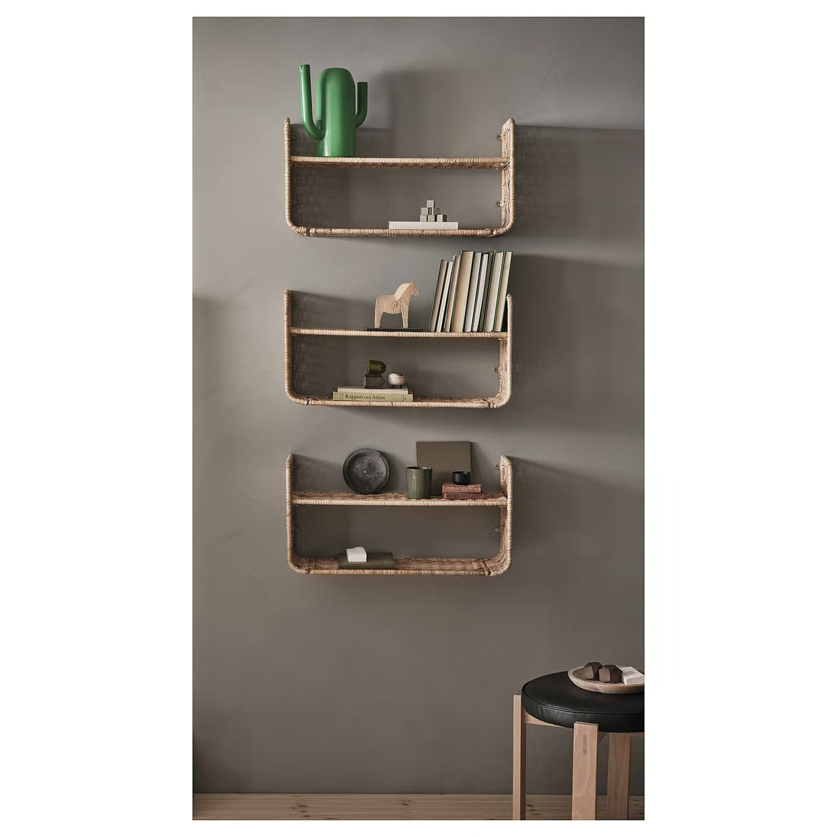 IKEA FRYKSÅS Wall shelf, rattan, 60x20 cm (23 5/8x7 7/8 ")