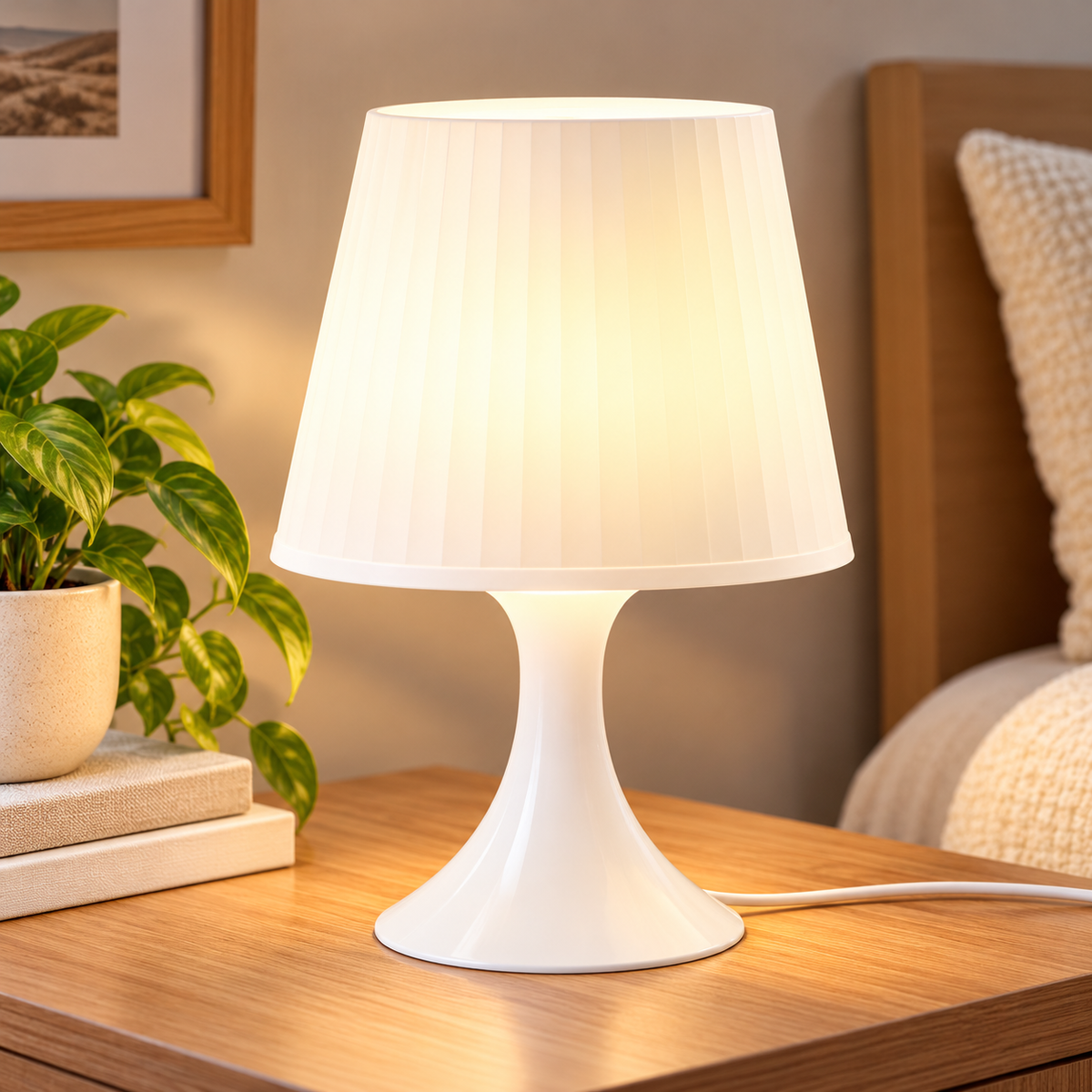IKEA LAMPAN Modern Table Lamps, 2 Pack, White, 29 cm (11 "), Minimalist Lightweight Bedside Nightstand Lamps, Soft Ambient Lighting, Matching Desk & Sofa Side Accent Lamps for Bedroom, Living Room & Home Décor (Bulbs Not Included)