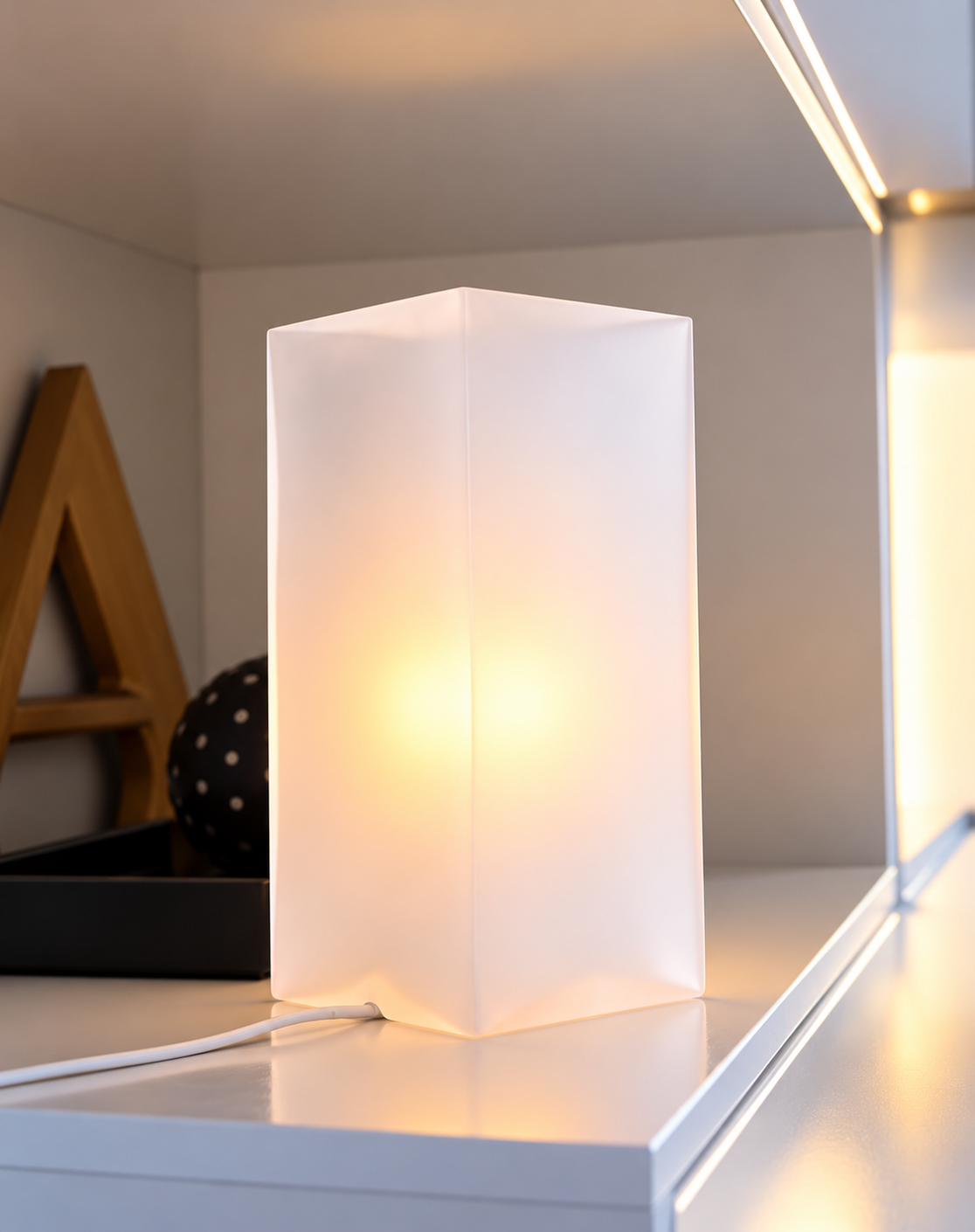 IKEA GRÖNÖ Modern Frosted Glass Table Lamps, 2 Pack, White, 22 cm (9 "), Minimalist Square Bedside Nightstand Lamps, Soft Ambient Lighting for Bedroom, Living Room, Desk & Home Décor (Bulbs Not Included)