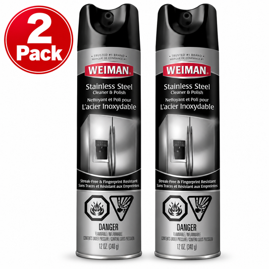 (2 Pack) Weiman Stainless Steel Cleaner & Polish Spray – Ready-to-Use, Streak-Free Shine